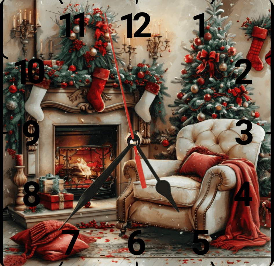 Noel christmas vintage baskı metal hediyelim dekoratif kaliteli duvar saati