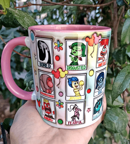 Ters Yüz Baskı içi ve Kulpu Renkli Kupa