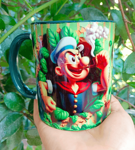 Temel Reis Baskı içi ve Kulpu Renkli Kupa