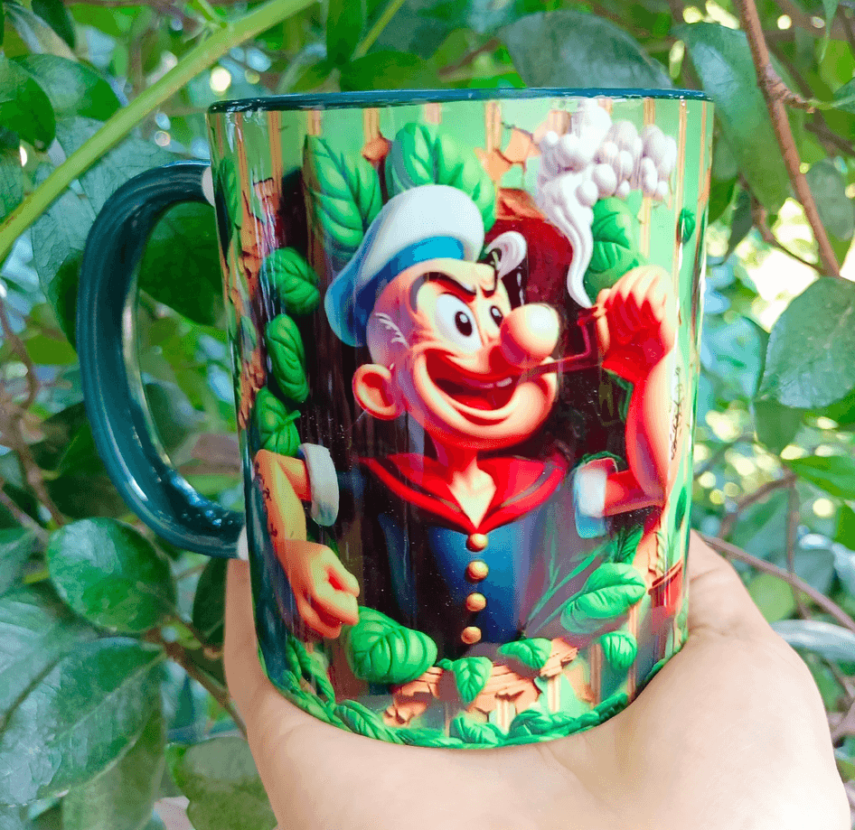 Temel Reis Baskı içi ve Kulpu Renkli Kupa