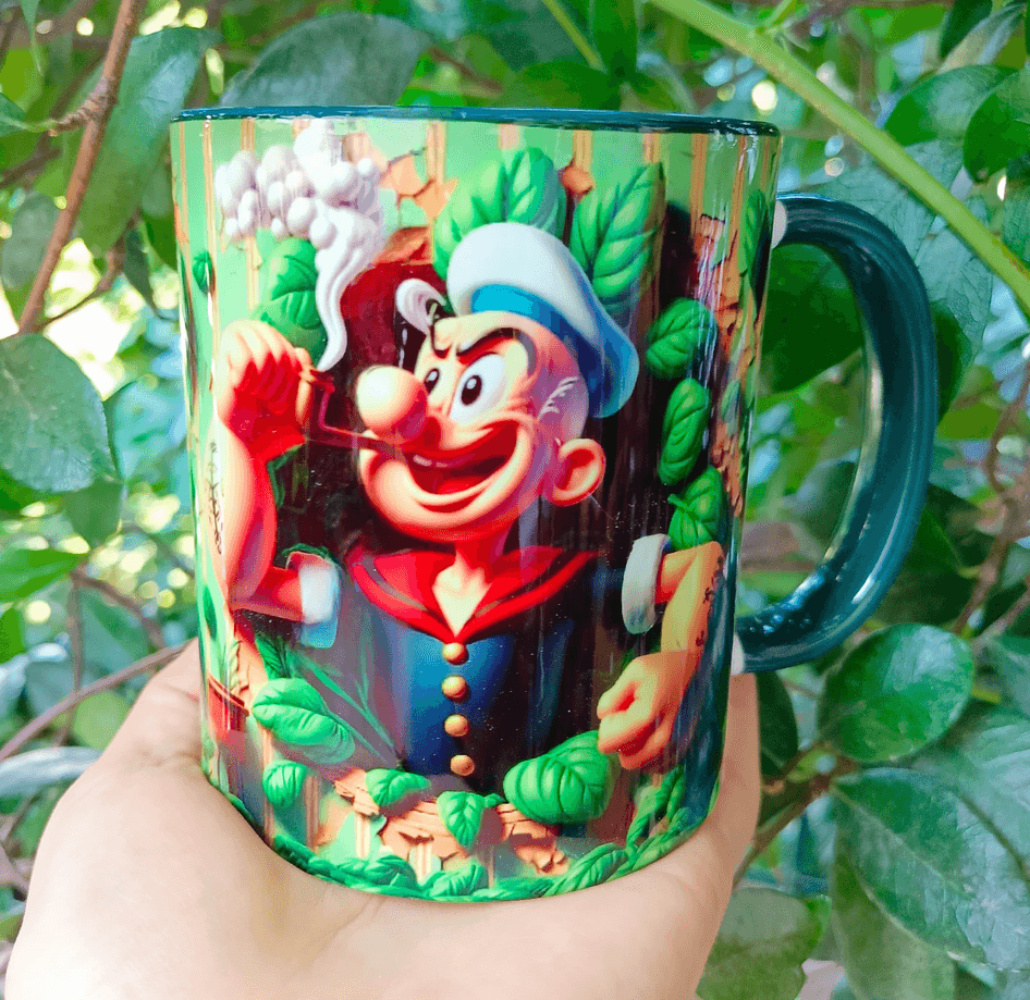 Temel Reis Baskı içi ve Kulpu Renkli Kupa