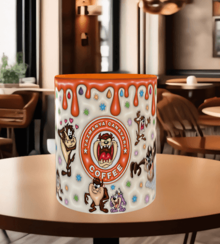 Tazmania canavarı Baskı içi ve Kulpu Renkli Kupa