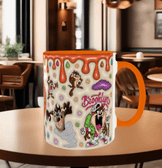 Tazmania canavarı Baskı içi ve Kulpu Renkli Kupa