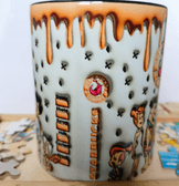 Taş devri Baskı içi ve Kulpu Renkli Kupa