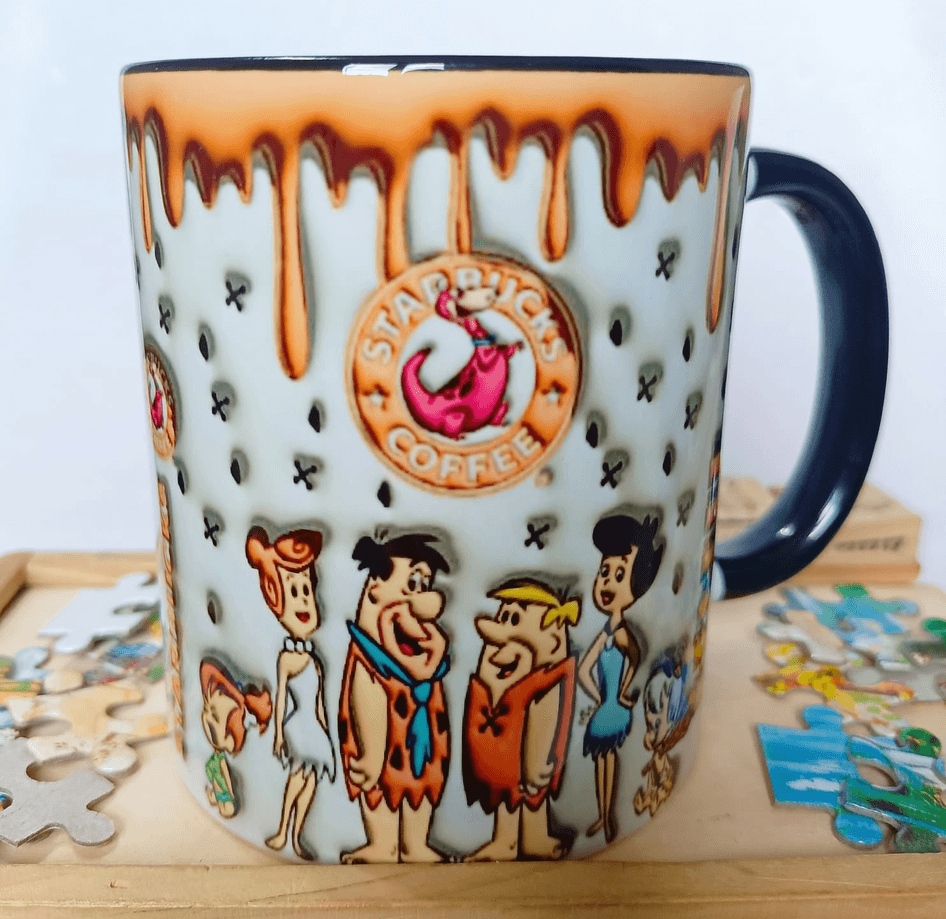 Taş devri Baskı içi ve Kulpu Renkli Kupa