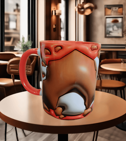 Taş devri Kaptan mağara adamı Baskı içi ve Kulpu Renkli Kupa