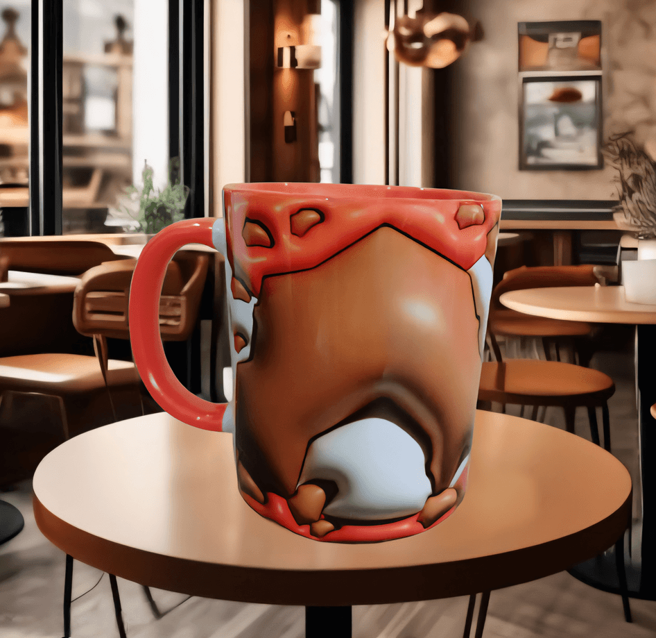 Taş devri Kaptan mağara adamı Baskı içi ve Kulpu Renkli Kupa