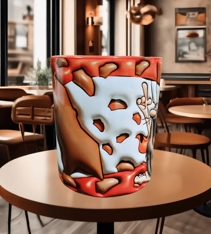 Taş devri Kaptan mağara adamı Baskı içi ve Kulpu Renkli Kupa