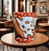 Taş devri Kaptan mağara adamı Baskı içi ve Kulpu Renkli Kupa