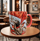 Taş devri Kaptan mağara adamı Baskı içi ve Kulpu Renkli Kupa