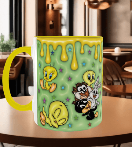 tweety Baskı içi ve Kulpu Renkli Kupa