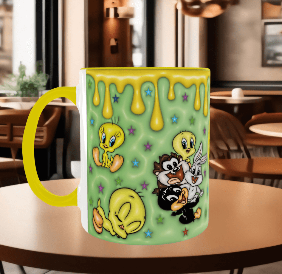 tweety Baskı içi ve Kulpu Renkli Kupa