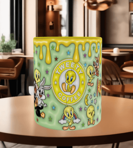 tweety Baskı içi ve Kulpu Renkli Kupa
