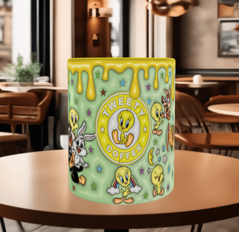 tweety Baskı içi ve Kulpu Renkli Kupa