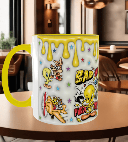 tweety Baskı içi ve Kulpu Renkli Kupa