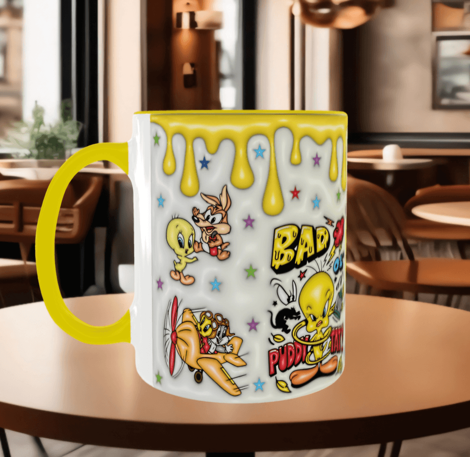 tweety Baskı içi ve Kulpu Renkli Kupa