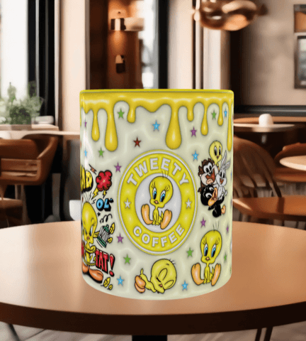 tweety Baskı içi ve Kulpu Renkli Kupa