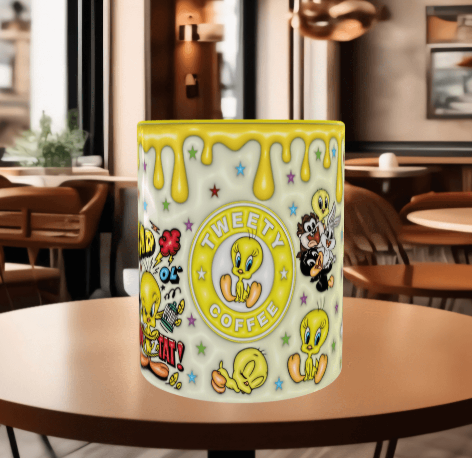 tweety Baskı içi ve Kulpu Renkli Kupa