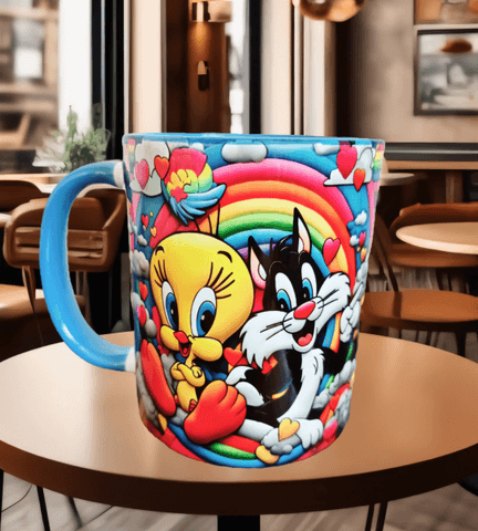 tweety Baskı içi ve Kulpu Renkli Kupa