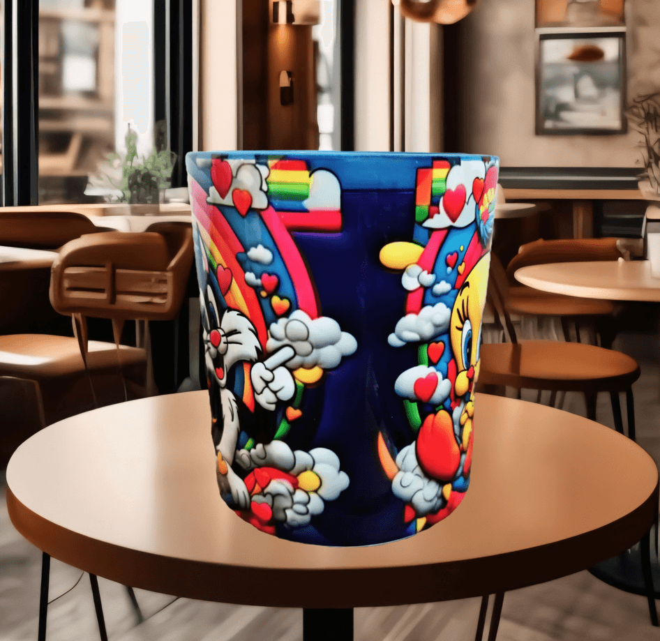 tweety Baskı içi ve Kulpu Renkli Kupa