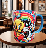 tweety Baskı içi ve Kulpu Renkli Kupa