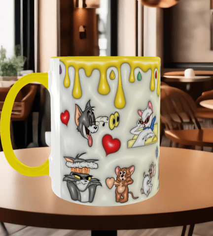 tom ve jerry Baskı içi ve Kulpu Renkli Kupa