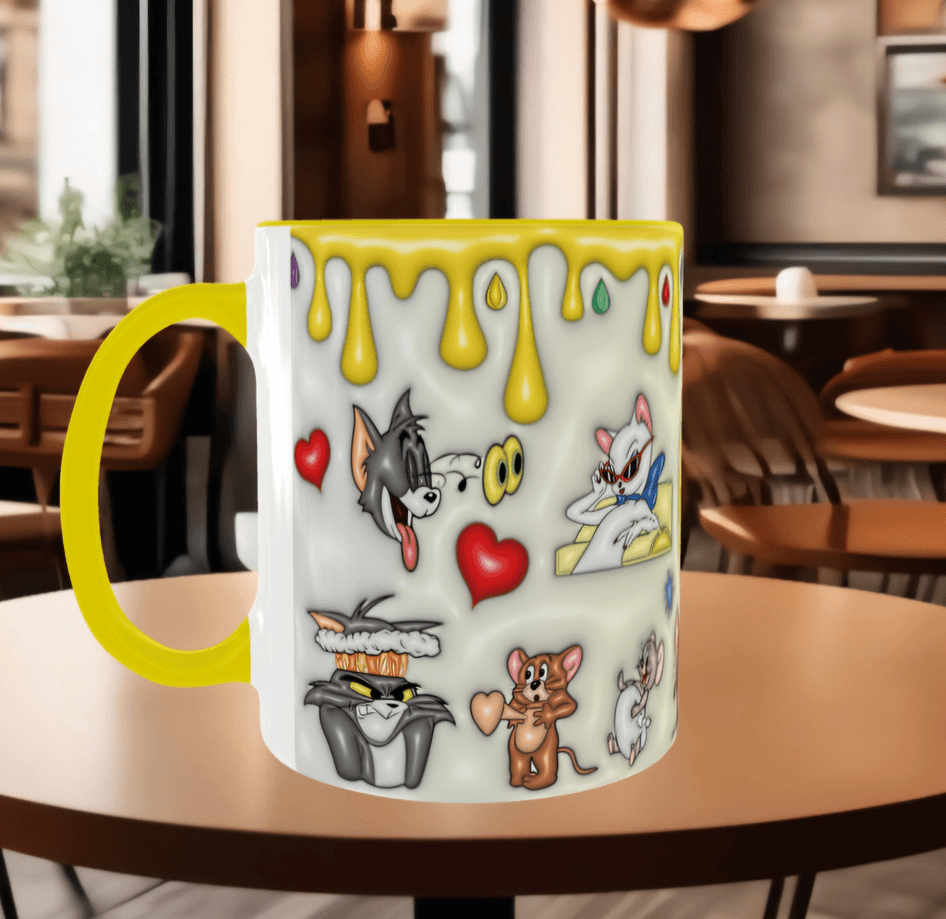 tom ve jerry Baskı içi ve Kulpu Renkli Kupa