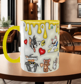 tom ve jerry Baskı içi ve Kulpu Renkli Kupa