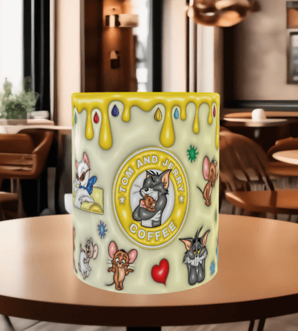 tom ve jerry Baskı içi ve Kulpu Renkli Kupa