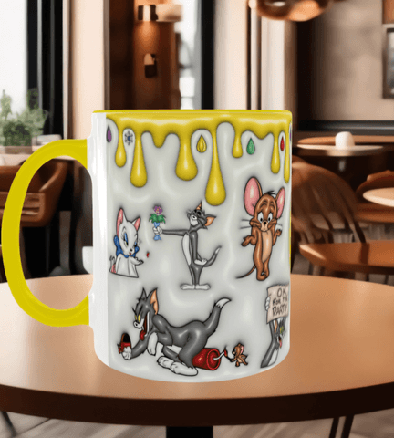 tom ve jerry Baskı içi ve Kulpu Renkli Kupa