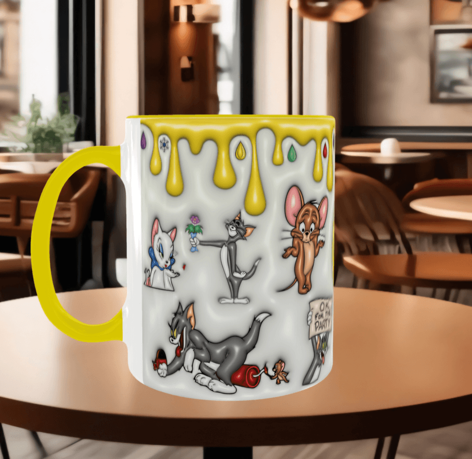 tom ve jerry Baskı içi ve Kulpu Renkli Kupa