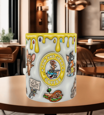 tom ve jerry Baskı içi ve Kulpu Renkli Kupa