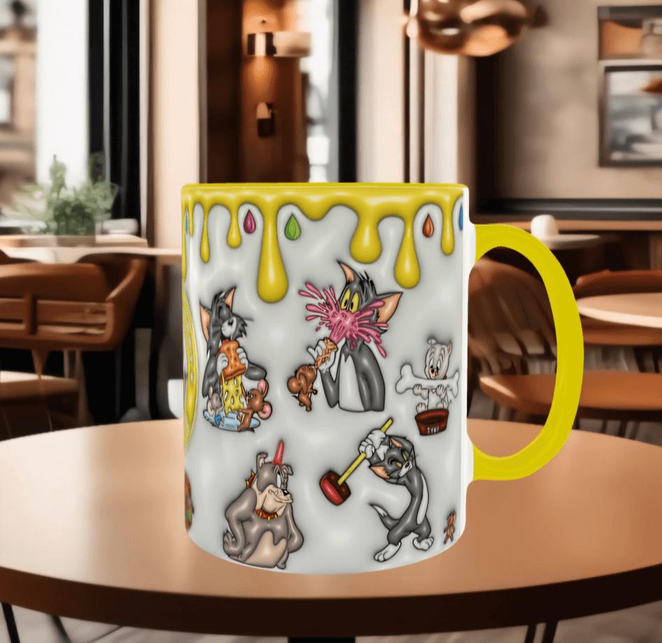 tom ve jerry Baskı içi ve Kulpu Renkli Kupa