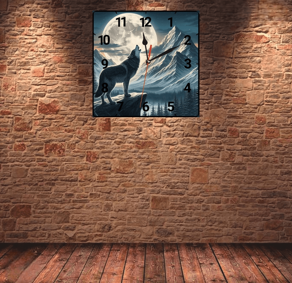 Kurt ve ay vintage baskı metal hediyelim dekoratif kaliteli duvar saati