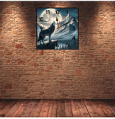 Kurt ve ay vintage baskı metal hediyelim dekoratif kaliteli duvar saati