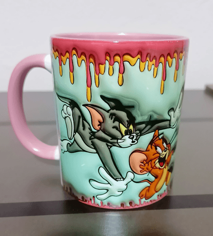 tom ve jerry Baskı içi ve Kulpu Renkli Kupa