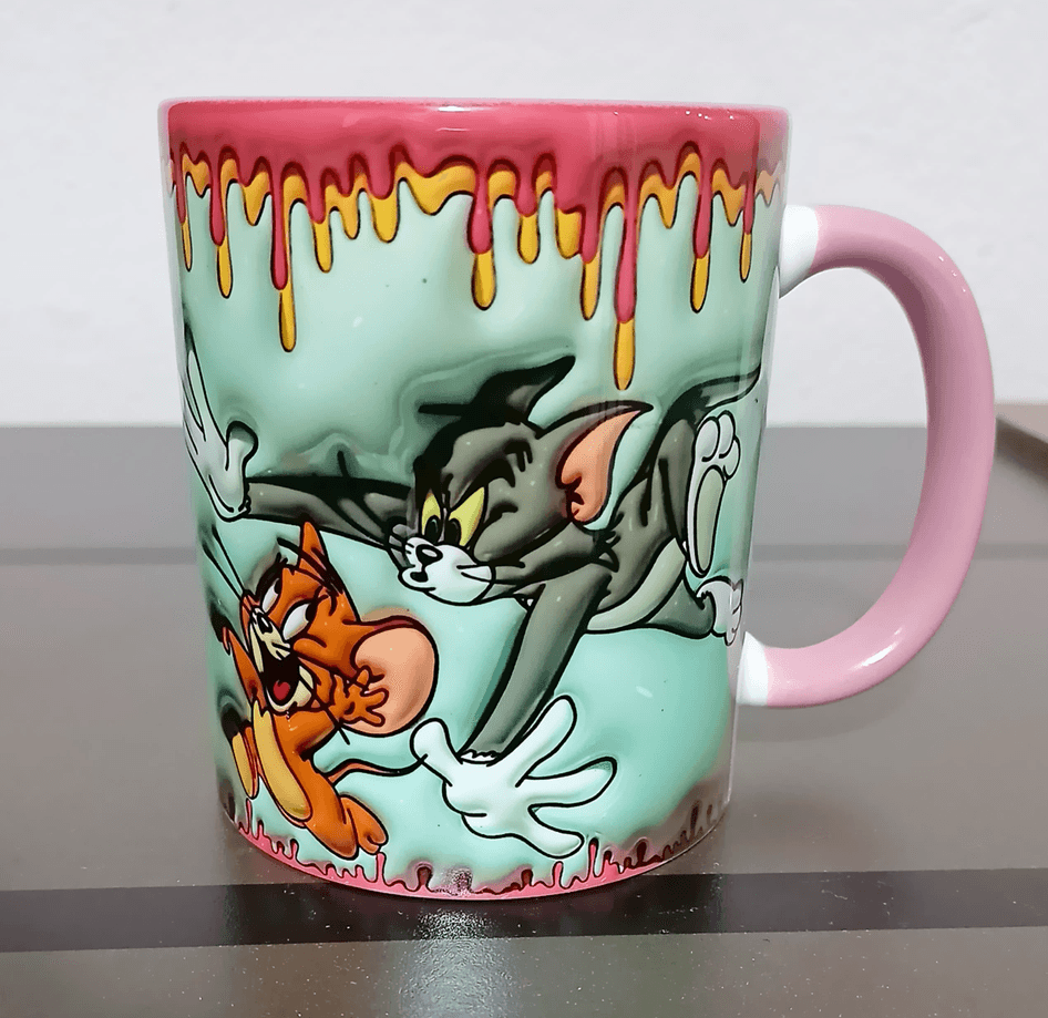 tom ve jerry Baskı içi ve Kulpu Renkli Kupa
