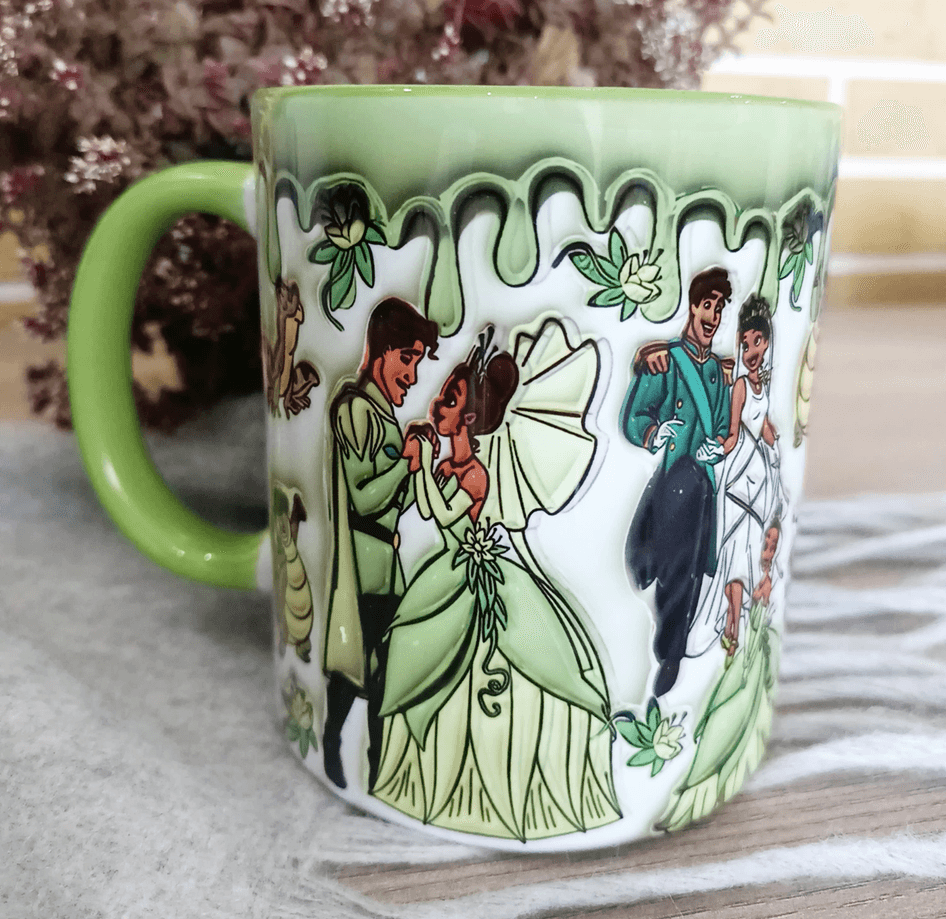 Prenses Baskı içi ve Kulpu Renkli Kupa