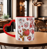 Sevgiler günü özel Baskı içi ve Kulpu Renkli Kupa