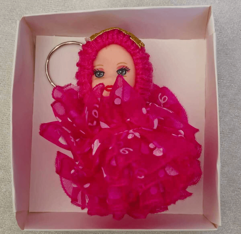 silikon tüllü fuşya bebek lüks anahtarlık çanta aksesuar