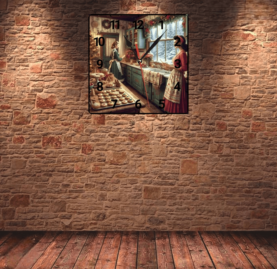 Noel christmas vintage baskı metal hediyelim dekoratif kaliteli duvar saati