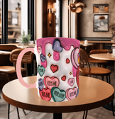 Sevgiler günü özel Baskı içi ve Kulpu Renkli Kupa