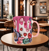 Sevgiler günü özel Baskı içi ve Kulpu Renkli Kupa