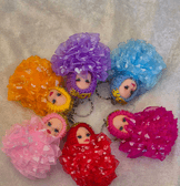 silikon tüllü fuşya bebek lüks anahtarlık çanta aksesuar