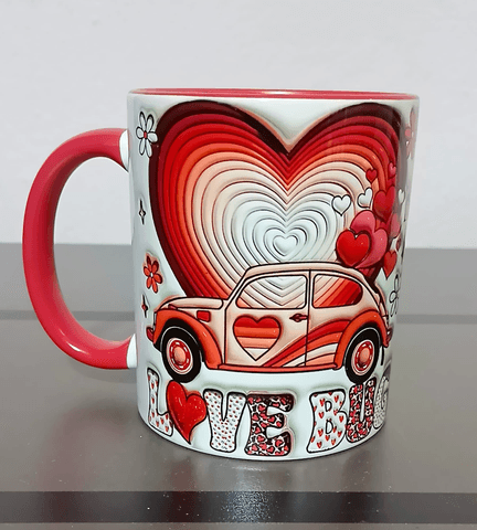 Sevgiler günü özel Baskı içi ve Kulpu Renkli Kupa