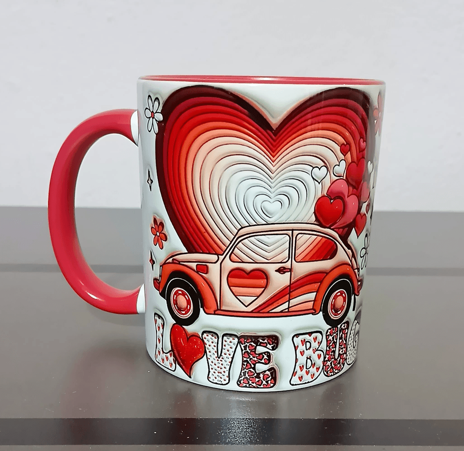 Sevgiler günü özel Baskı içi ve Kulpu Renkli Kupa