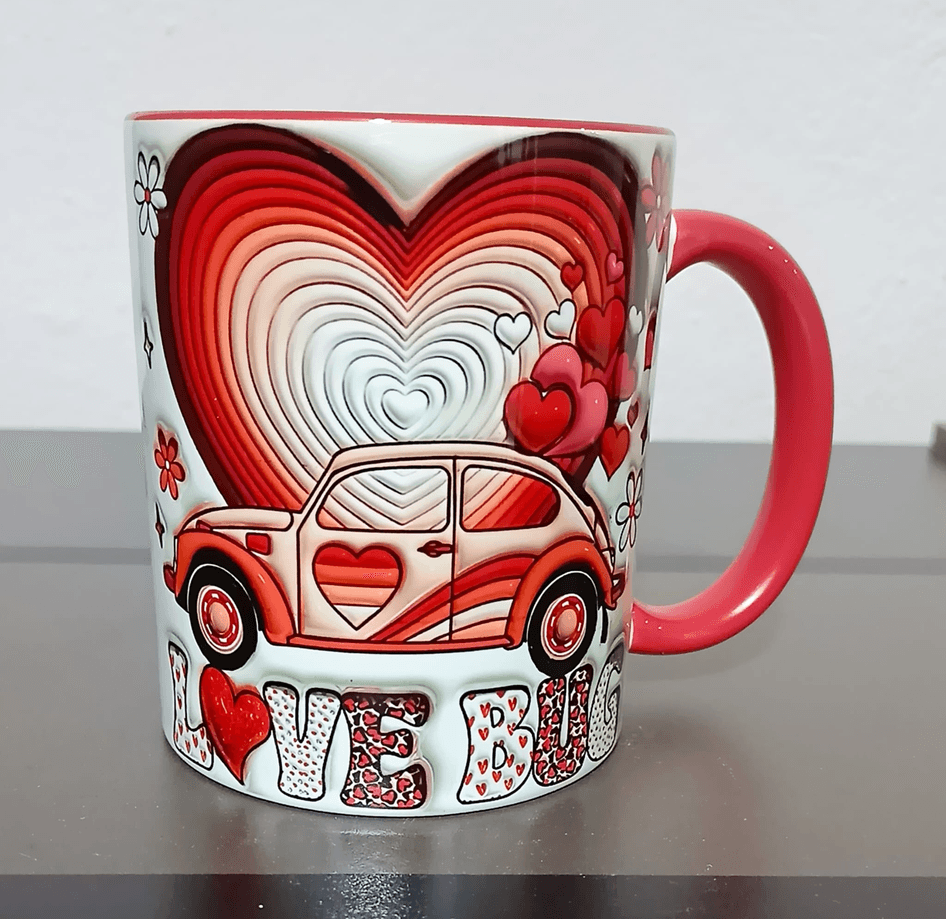 Sevgiler günü özel Baskı içi ve Kulpu Renkli Kupa