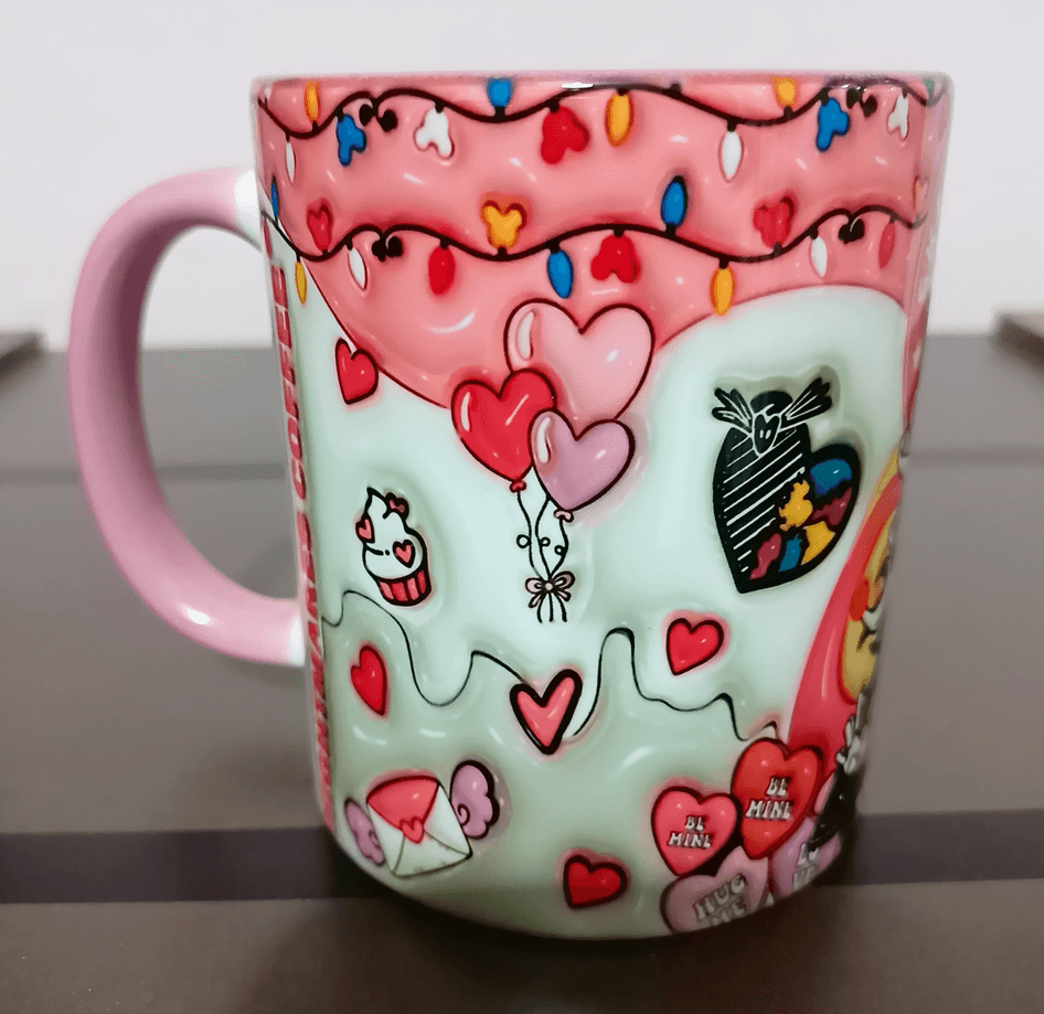 Sevgiler günü özel Baskı içi ve Kulpu Renkli Kupa