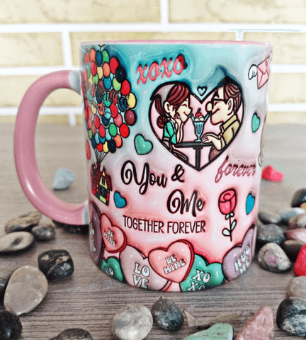 Sevgiler günü özel Baskı içi ve Kulpu Renkli Kupa