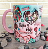 Sevgiler günü özel Baskı içi ve Kulpu Renkli Kupa